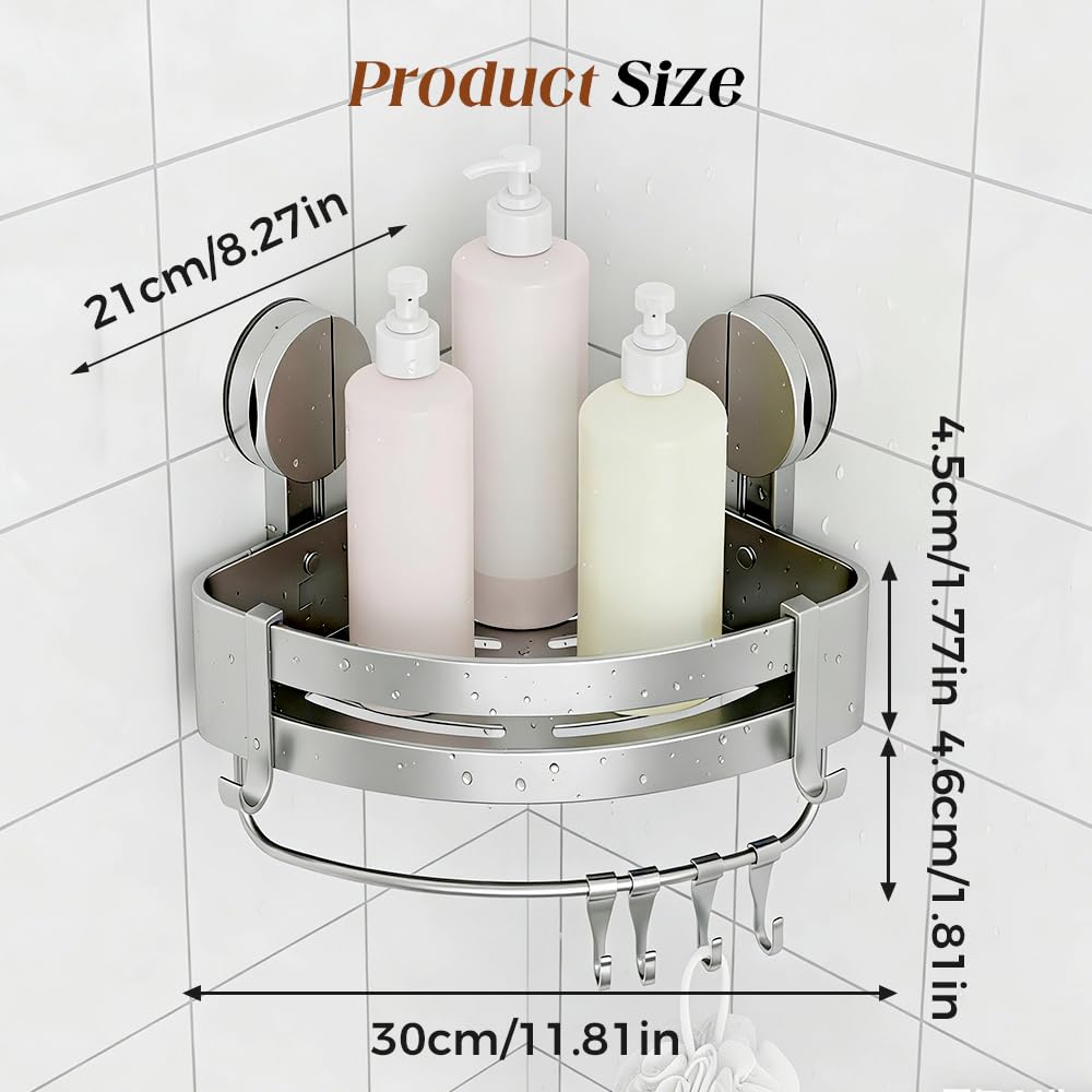 XieJY Bathroom Triangle Shelf 2026 Upgraded Bathroom Storage Rack Corner Shower Shelves No Drilling Suction Cup Shower Organizer — view 2