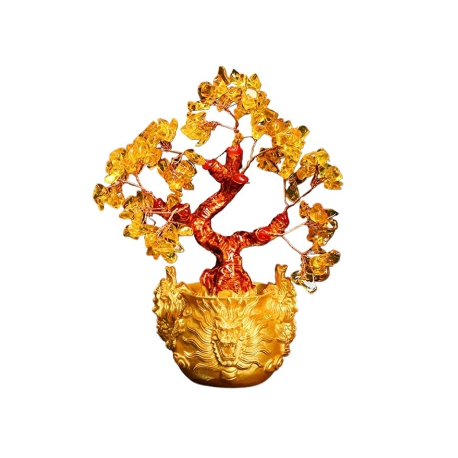 crystal tree， 2pcs Decoration Decor Crystal Tree Showpiece Feng Shui Fortune Fengshui Decorations(Gold)