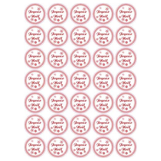 Jintora Joyeux Noël - Autocollants de Noël pour 35 pièces - Blanc Vintage - étiquettes - Stickers - Calendrier de l'Avent - Rond - Coupe Bricolage - Coller des Cadeaux ou des Cartes
