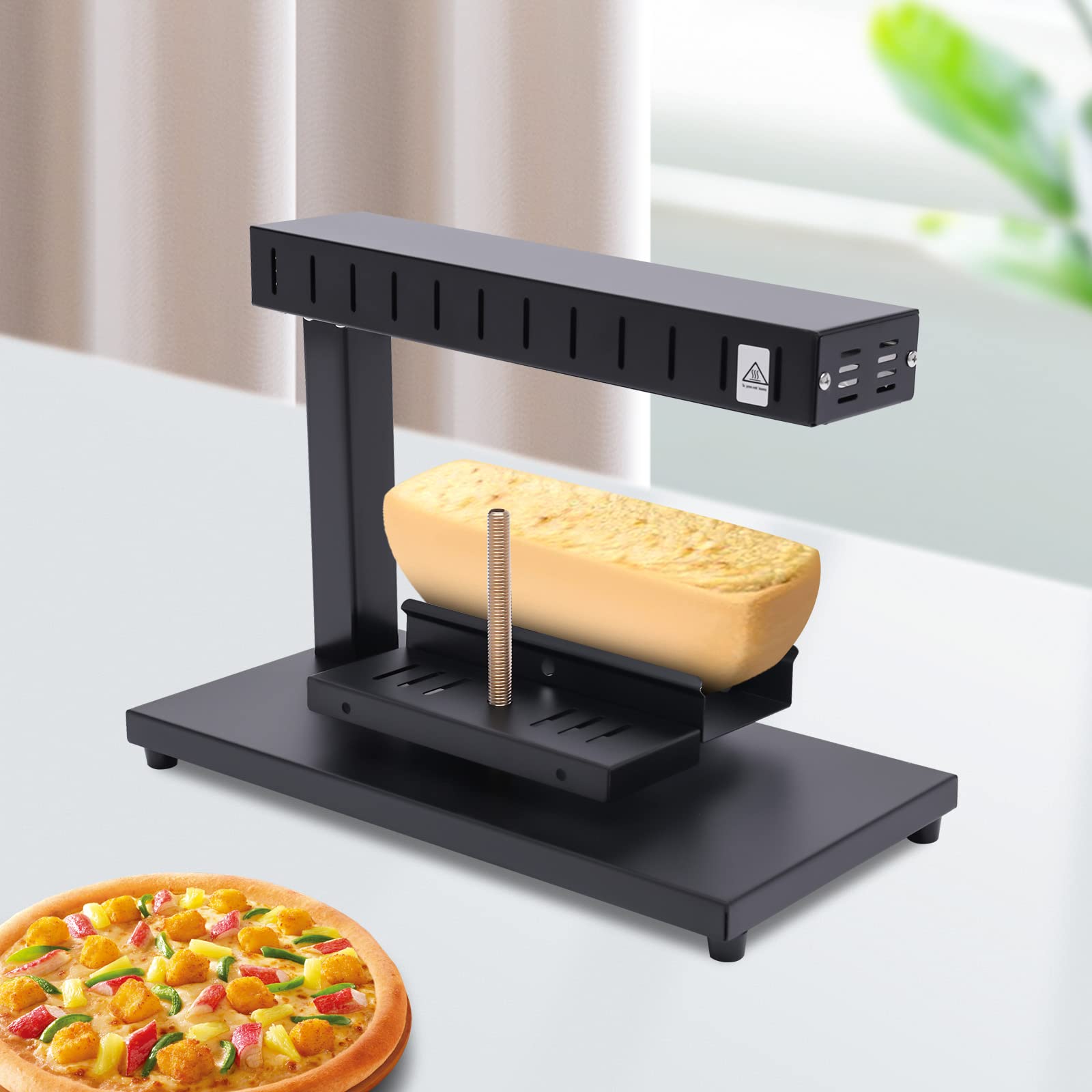 Raclette Cheese Melter, Adjustable Cheese Heating Machine 750W 110V Commercial Cheese Melt Heater Hot Melt Grill Countertop Cheese Warmer with Cheese Holder for Kitchen