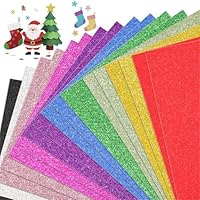 VGOODALL A4 Glitter Craft Paper, 20 Sheets 10 Colors 250gsm Sparkle Cardstock, Shiny Glitter Paper for Holiday Crafts, DIY Projects, Gift Wrapping, Scrapbooking and Decorations