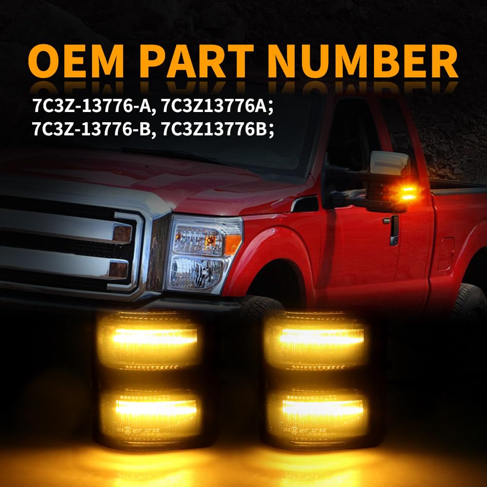 LED Lights For Ford F-250 Super Duty LED Side Mirror Marker Lights For Ford F250/F350/F450 Super Duty 2008-2016 - Switchback White/Amber Sequential Turn Signal Mirror Lights - Foto 8