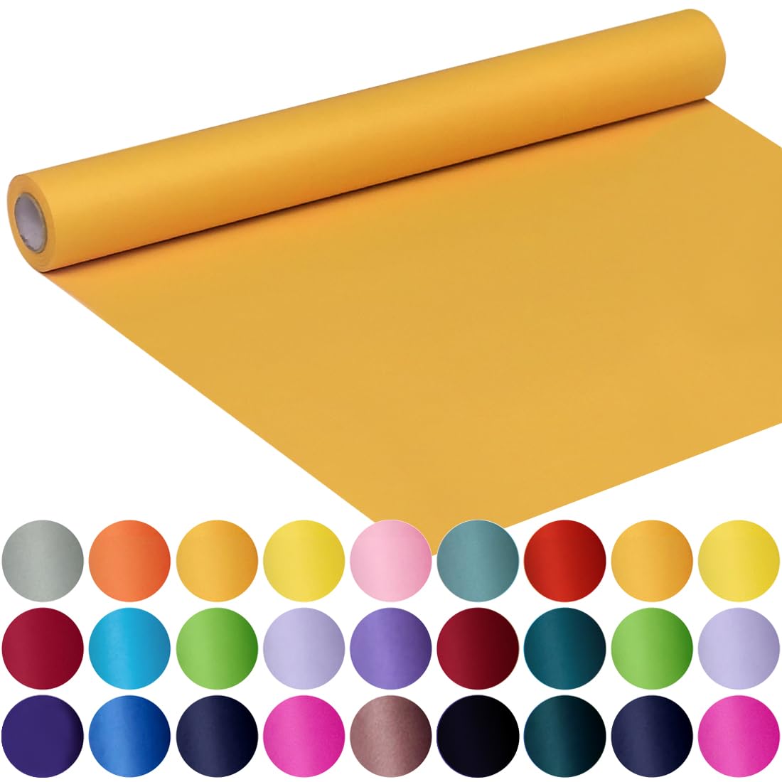 SMART&amp;CASUAL 17.8" x 760" (63') Orange Kraft Craft Paper Roll for Gift Wrapping Bulletin Board Bouquet Flower Art Packing Parcel Table Covering 80GSM 55LB (Orange, 17.8" x 63')