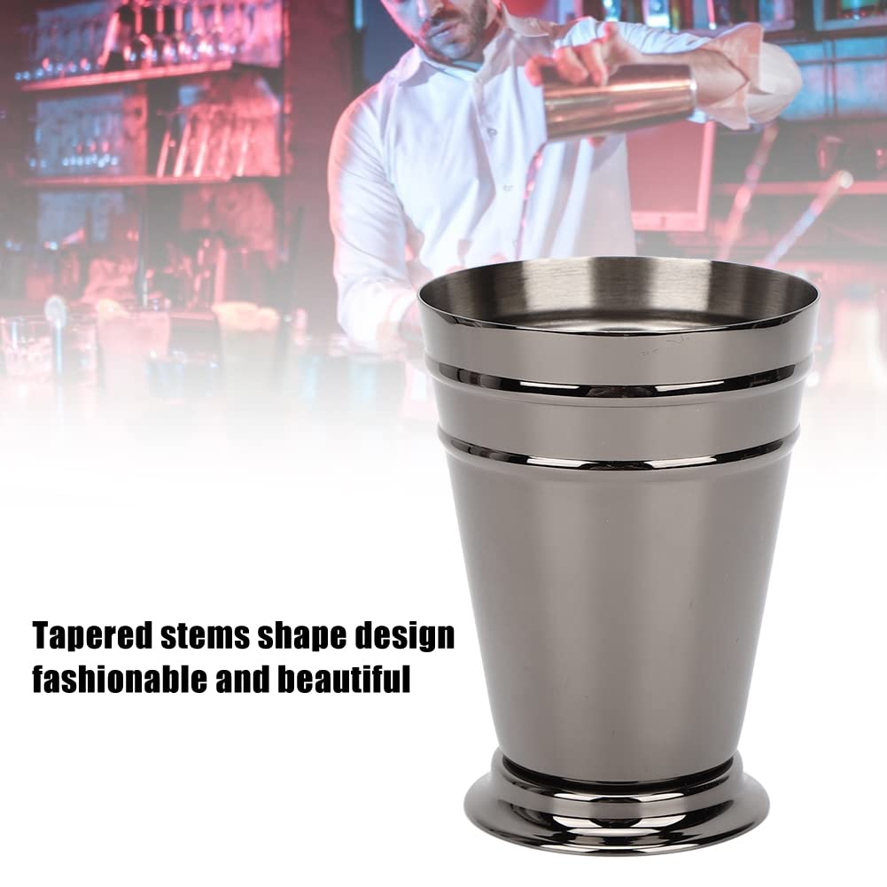 Mint Julep Cup, Stainless Steel Mini Beaded Mint Julep Cups for Mixed Drinks Party Beer 400ml Cocktail Mug(black)