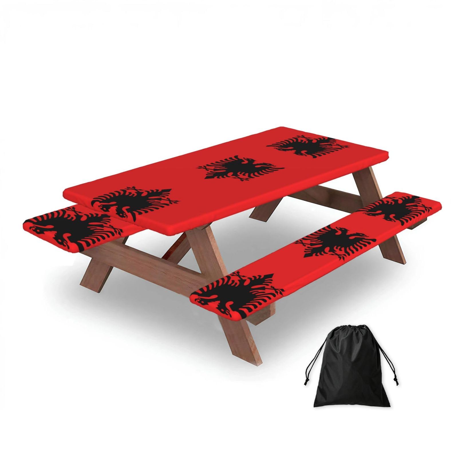 Albanian flag Rectangular water-repellent picnic tablecloths, outdoor camping, picnic, BBQ