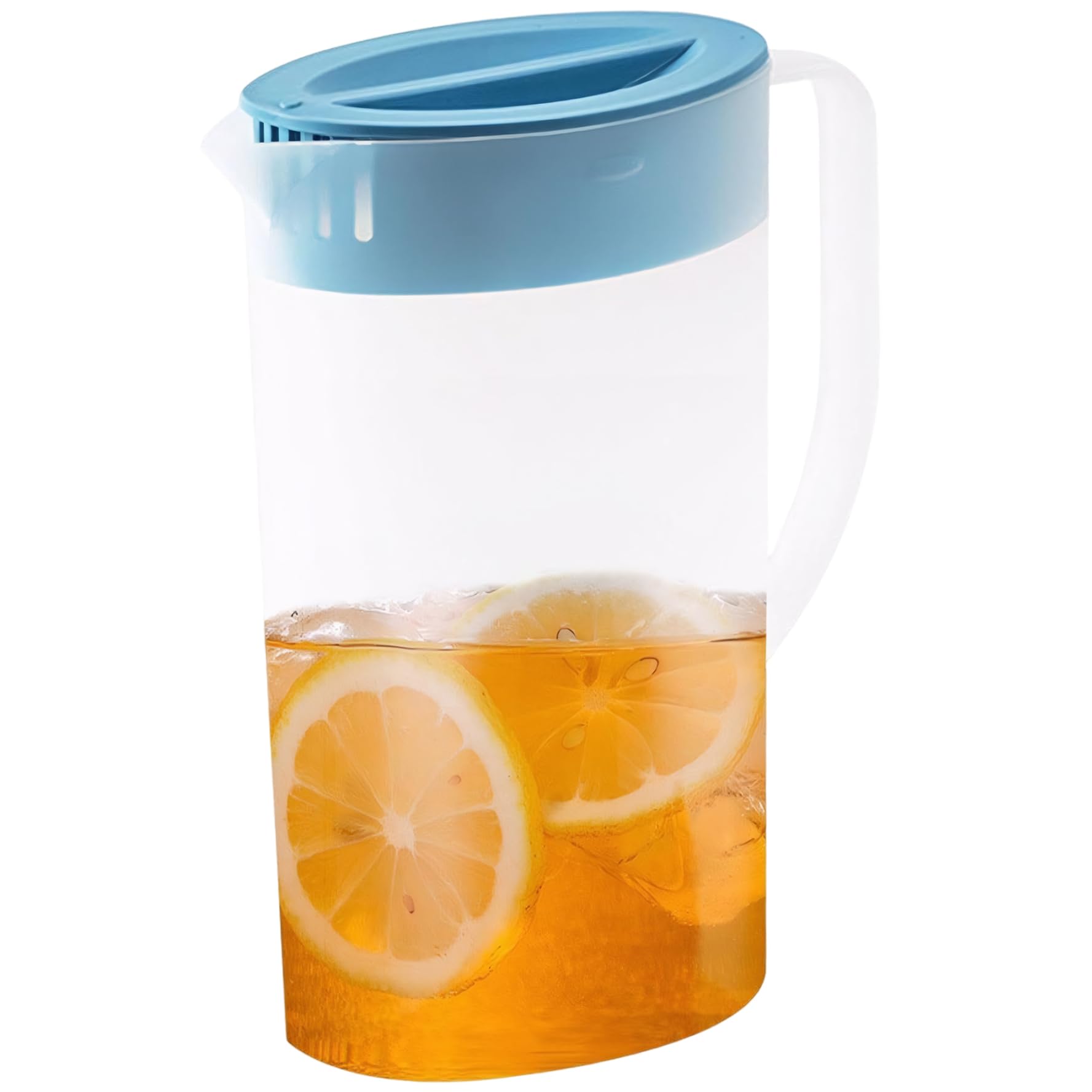 Monetais Water Pitcher, 2L Plastic Pitcher with Lid and Spout Transparent Water Jug Eco-Friendly Juice Containers for Hot/Cold Lemonade Juice Beverage Jar Ice Tea with Lid