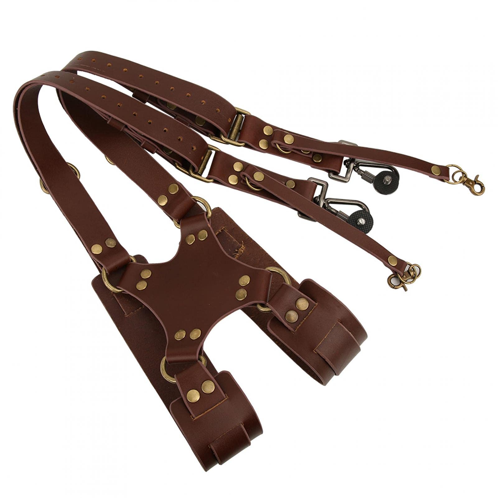 Sangle pour Appareil Photo Double, Sangle pour Appareil Photo en Cuir, Accessoire de Harnais pour Appareil Photo numérique à Double épaule avec Rivet en Cuir Double réglable