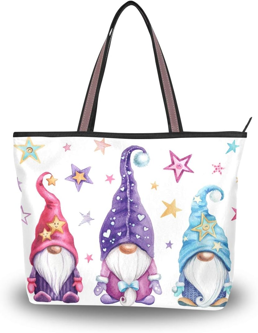 Watercolor Magic Gnomes Stars Handbags and Purse for Women Tote Bag Large Capacity Top Handle Shopper Shoulder Bag