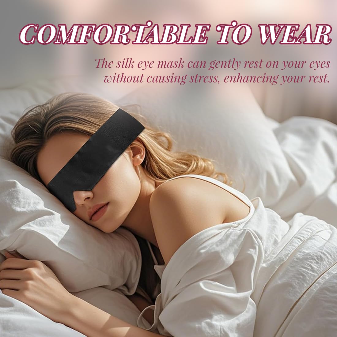 2 Pezzi Copri Occhi per Dormire, Mascherine Sonno Coppia, Mascherina Occhi, Benda Occhi, Maschera per gli Occhi da Donna, Maschera per gli Occhi con Cinturino, per Giochi di Sonno (Nero, Rosso)