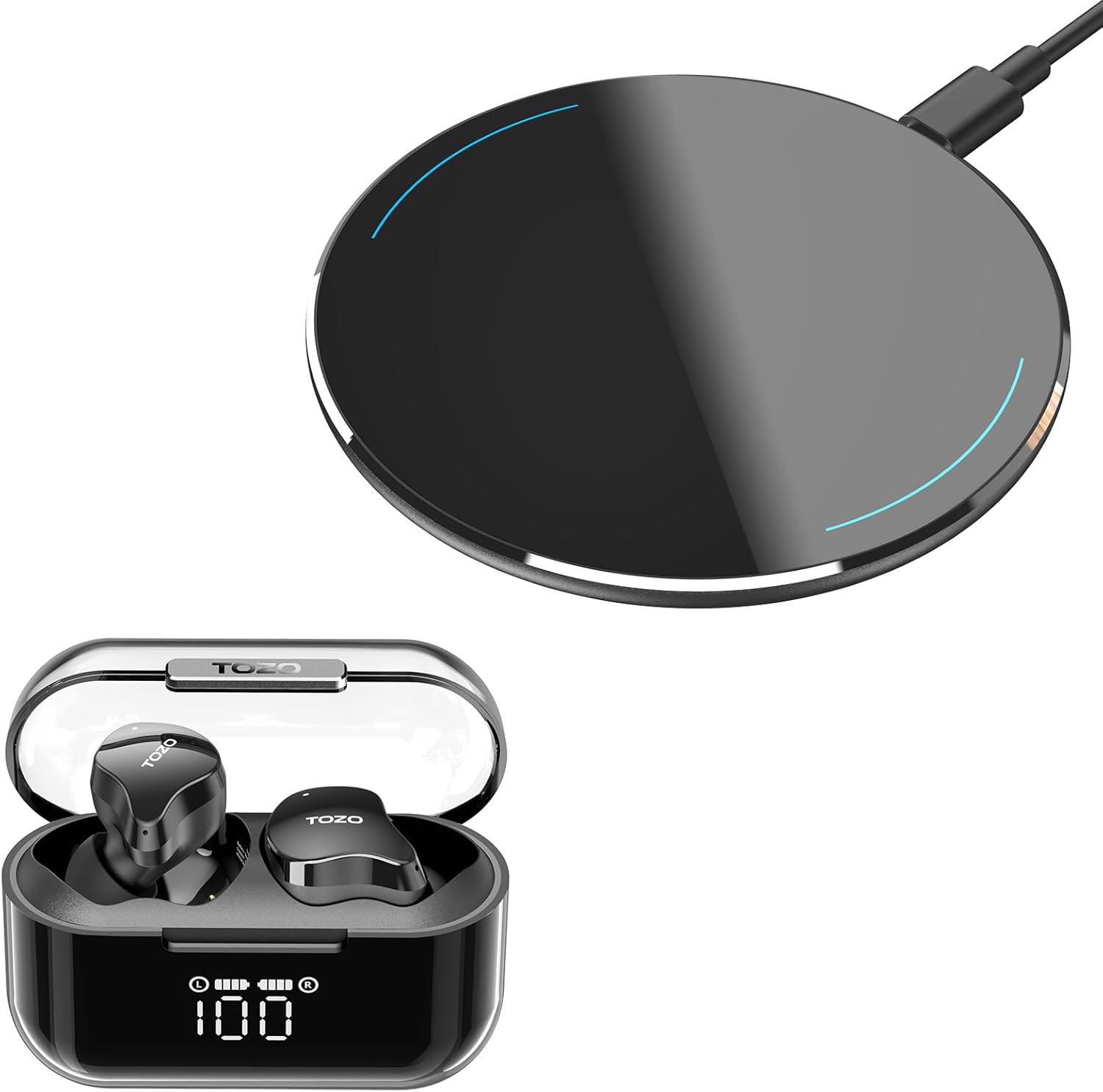 TOZO T18 Wireless Stereo Earbuds with TOZO New Anti-Slip Wireless Charger