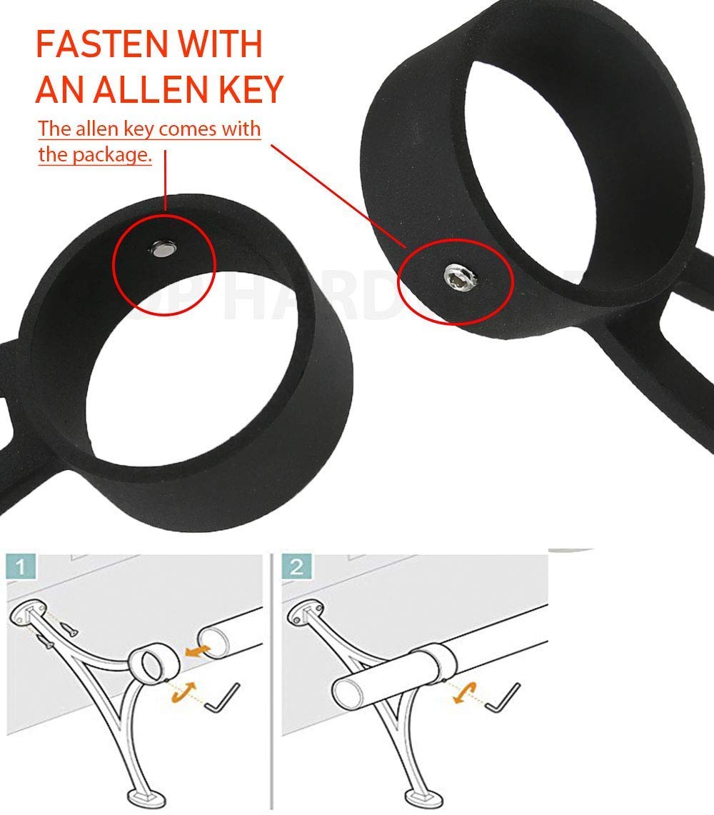 Top Hardware Two-Pack, Stainless Steel 316 Grade Bar Mount Foot Rail Bracket for 2