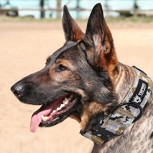 Miniatura 6 de TSPRO Collar de perro de camuflaje de alta calidad con parche de bandera de Estados Unidos, collar grueso para perro ajustable, resistente y de