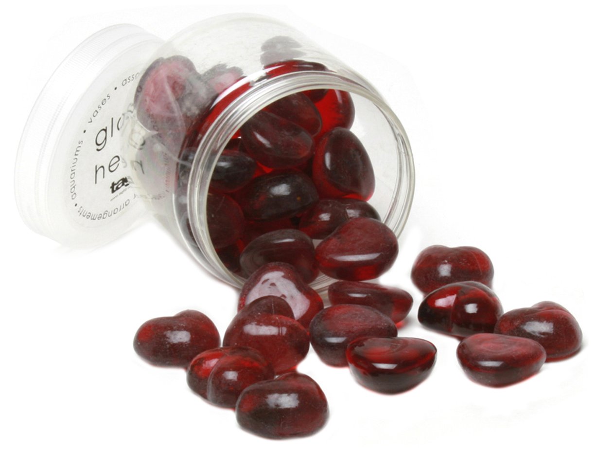 tag Candleholder Ruby Red Glass Hearts, 1 EA