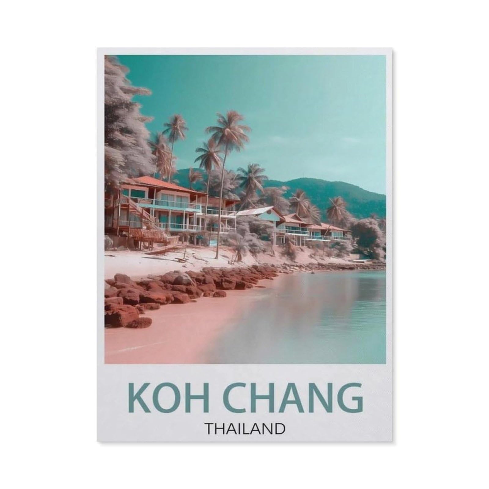 Puzzles for Adults Jigsaw Puzzles 1000 Pieces for Adults Kids，Koh Chang Thailand Vintage Travel Poster, Beach，Artwork Intellective Educational Toys Gifts（38x26cm）-AV4