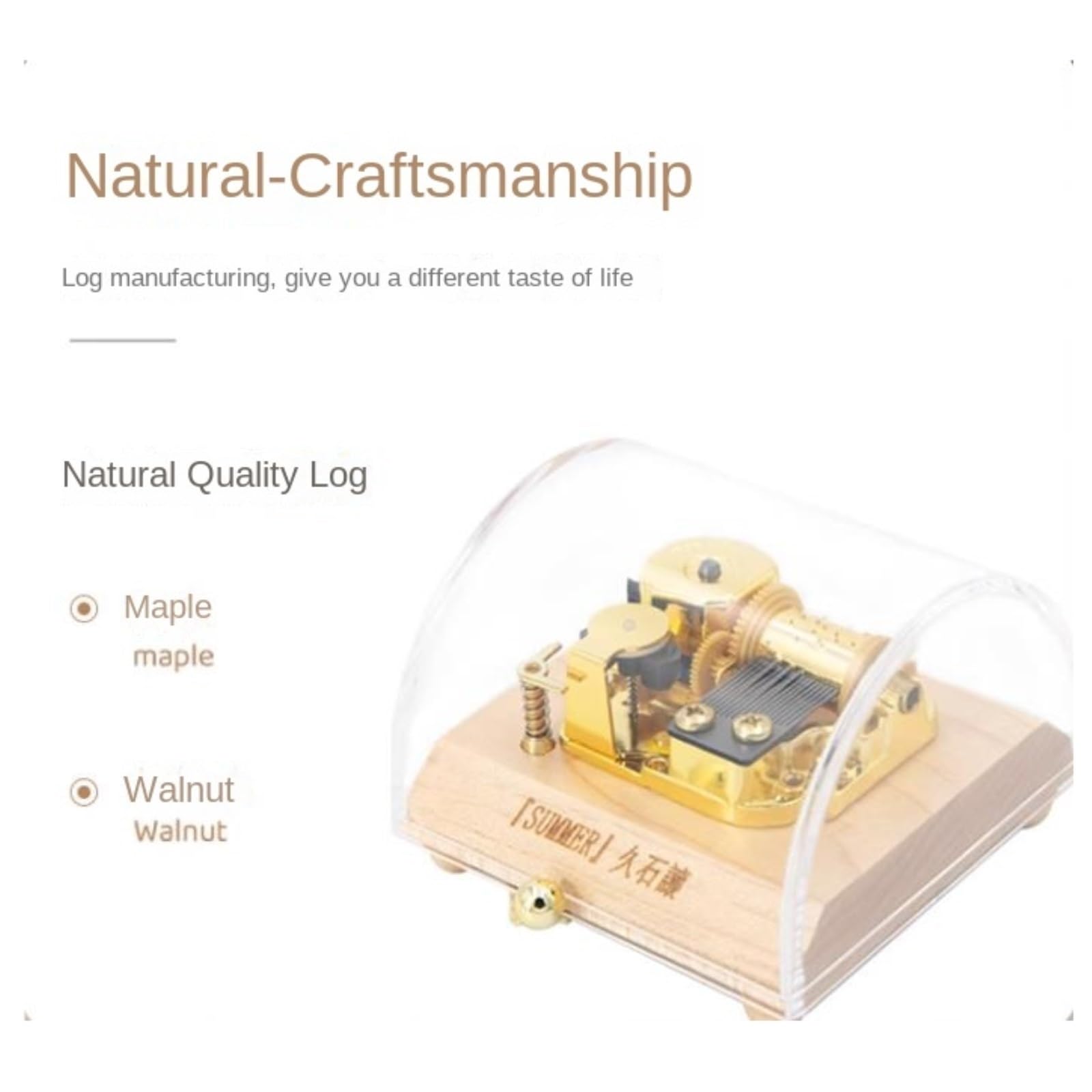 Caja De Música Decorativa Fonógrafo De Cuerda Madera Transparente Y Multifuncional Recuerdo Musical(2pieces)