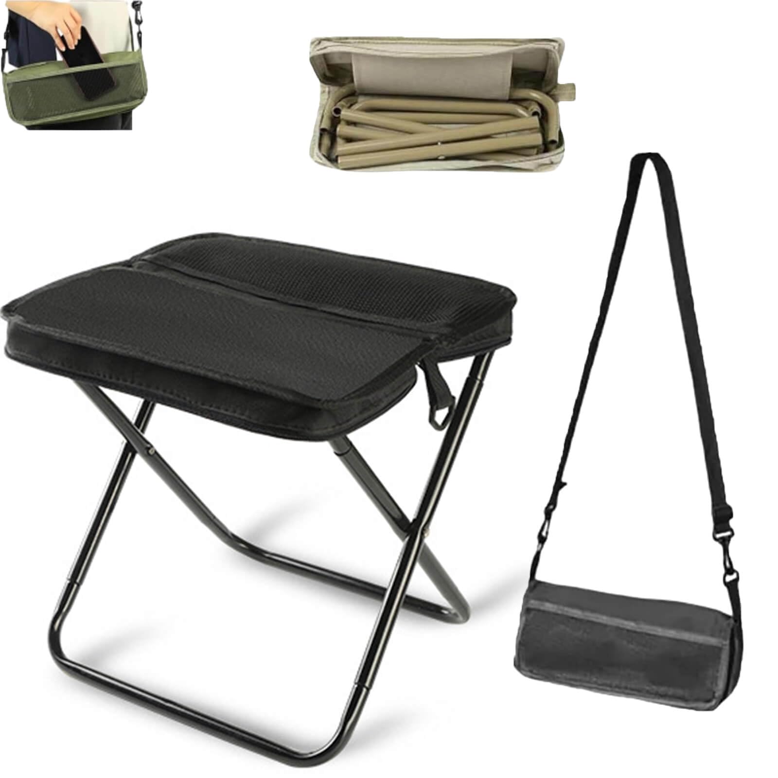Foldable Backpack Stool, Portable Lightweight Chair for Fishing, Traveling and Camping, 9.45in High Small and Comfort Seat, Load Capacity 264 LBS (