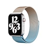 applewatch コンパチブル バンド ミラネーゼ ステンレス メッシュ ベルト アップルウォッチ アップルウォッチバンド Band (42/44, GoldtoBlue)