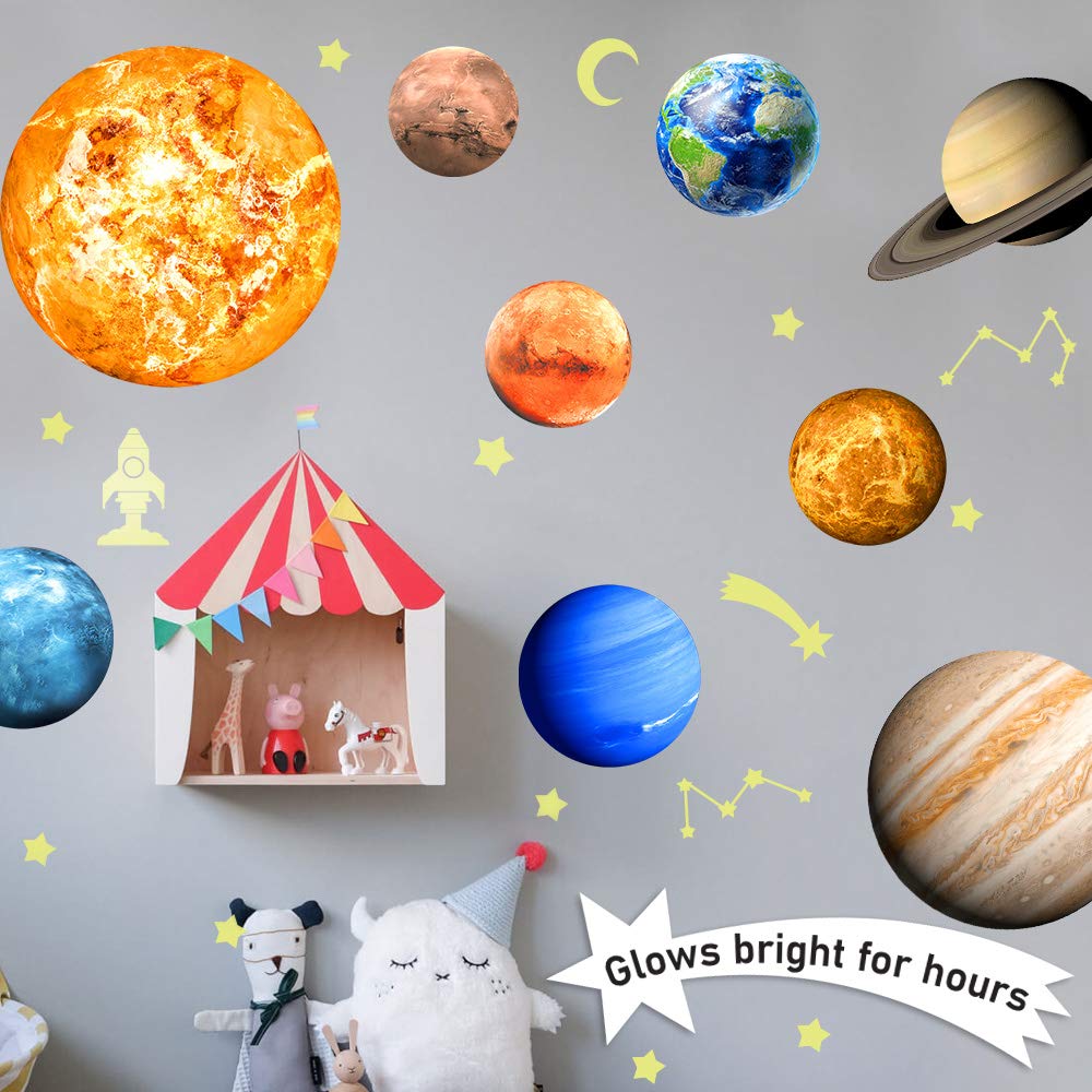 Glow in The Dark Solar System Wall Stickers for Kids