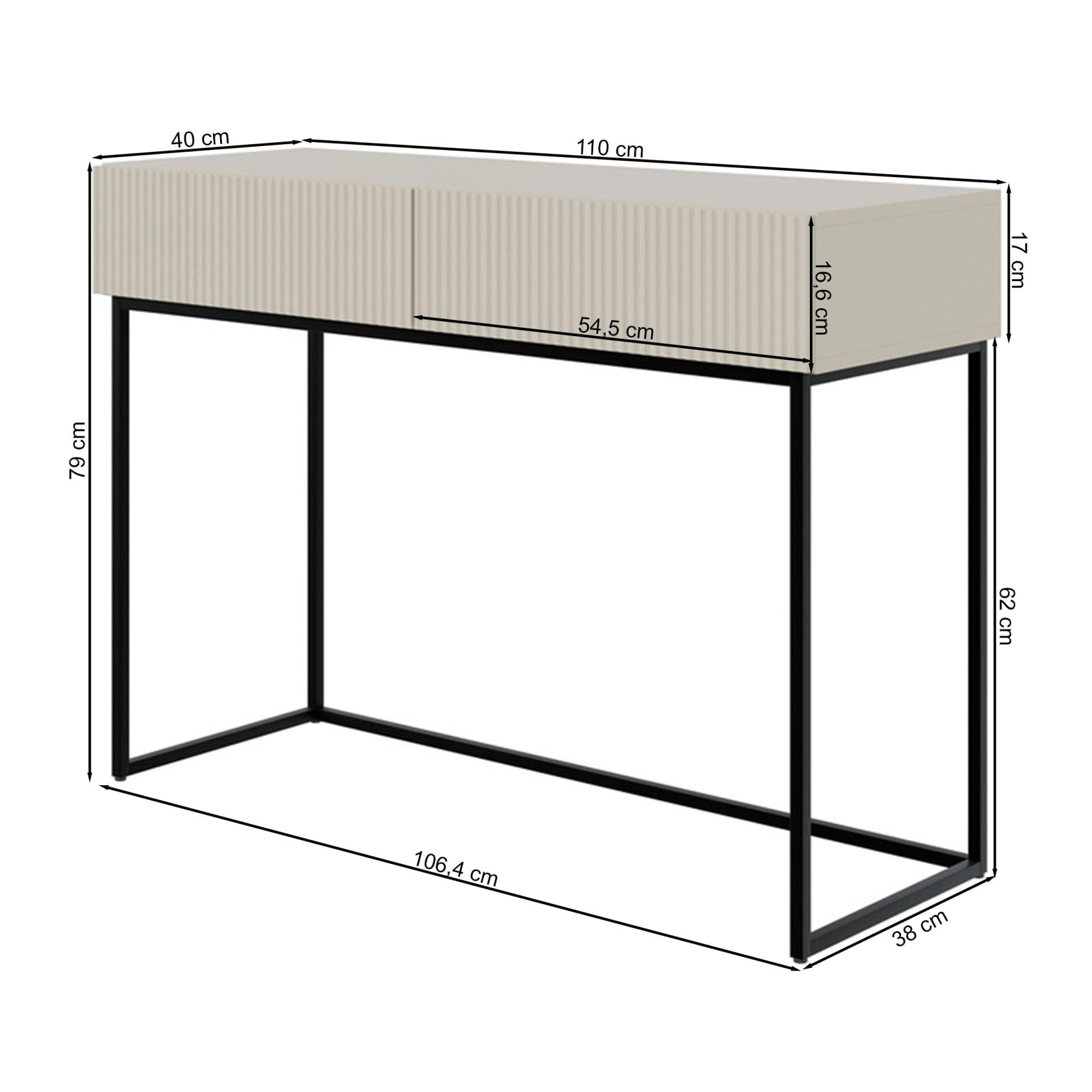 Selsey Toeletta Da Trucco Con 2 Cassetti 110 x 79 cm Con Gambe Dorate Tavolo Da Trucco Postazione Trucco Bianco Veldio