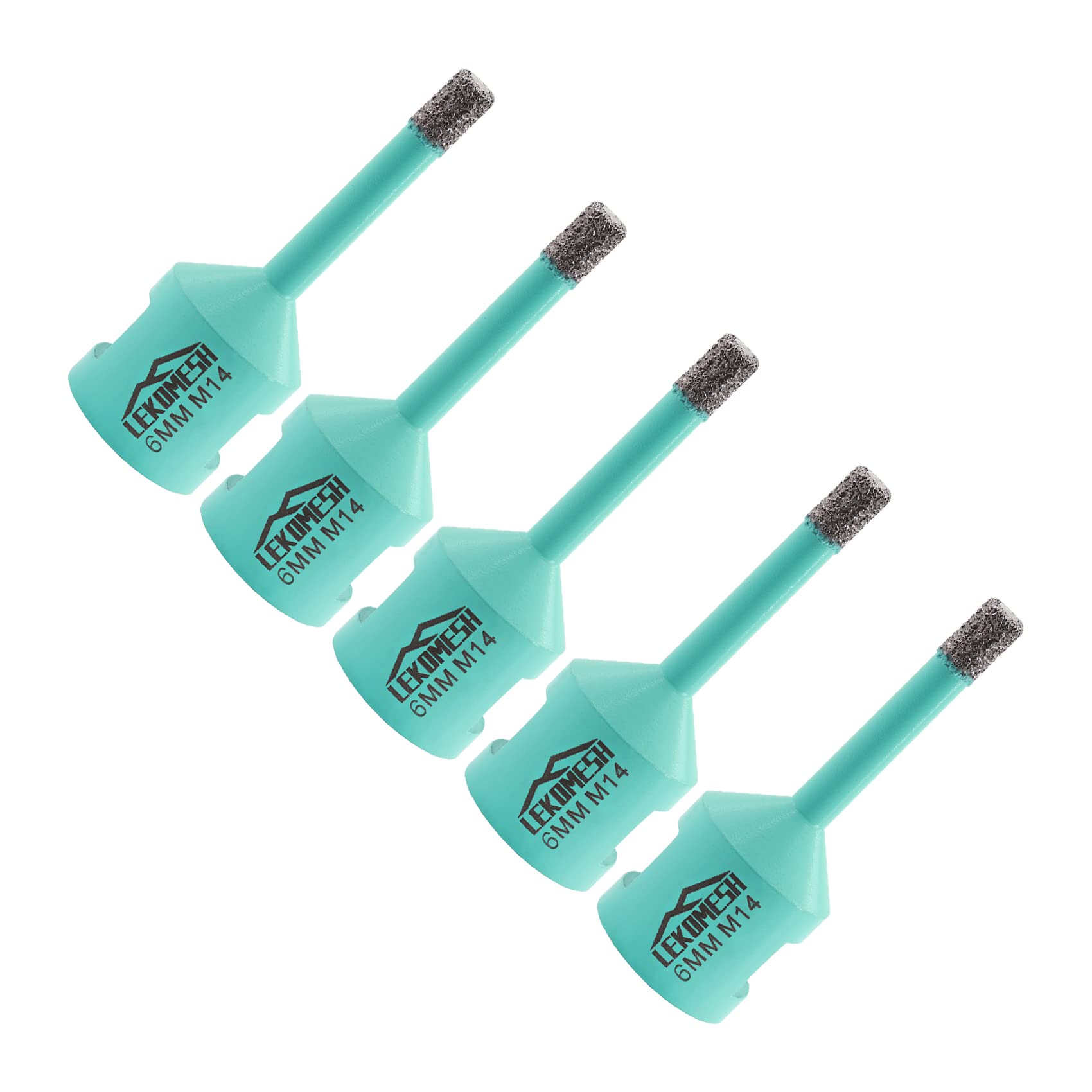 Diamond Core Drill Bits 5pc - 6MM Tile Hole Saw for Porcelain Ceramic Tile Marble Granite Stone Quartz Vacuum Brazed Diamond Drill Bits M14 Thread for Angle Grinder LEKOMESH