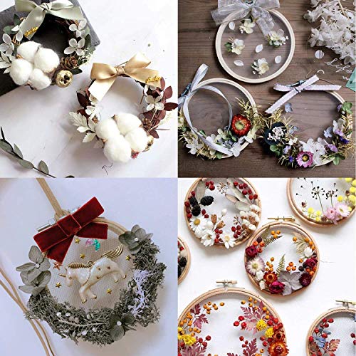 Image of FEBSNOW 16 Pieces 4 Inch Embroidery Hoops Adjustable Natural Material Circle Cross Stitch Hoop Ring Bulk Wooden Round Embroidery Hoop for Art Craft Handy Sewing and Christmas Decoration