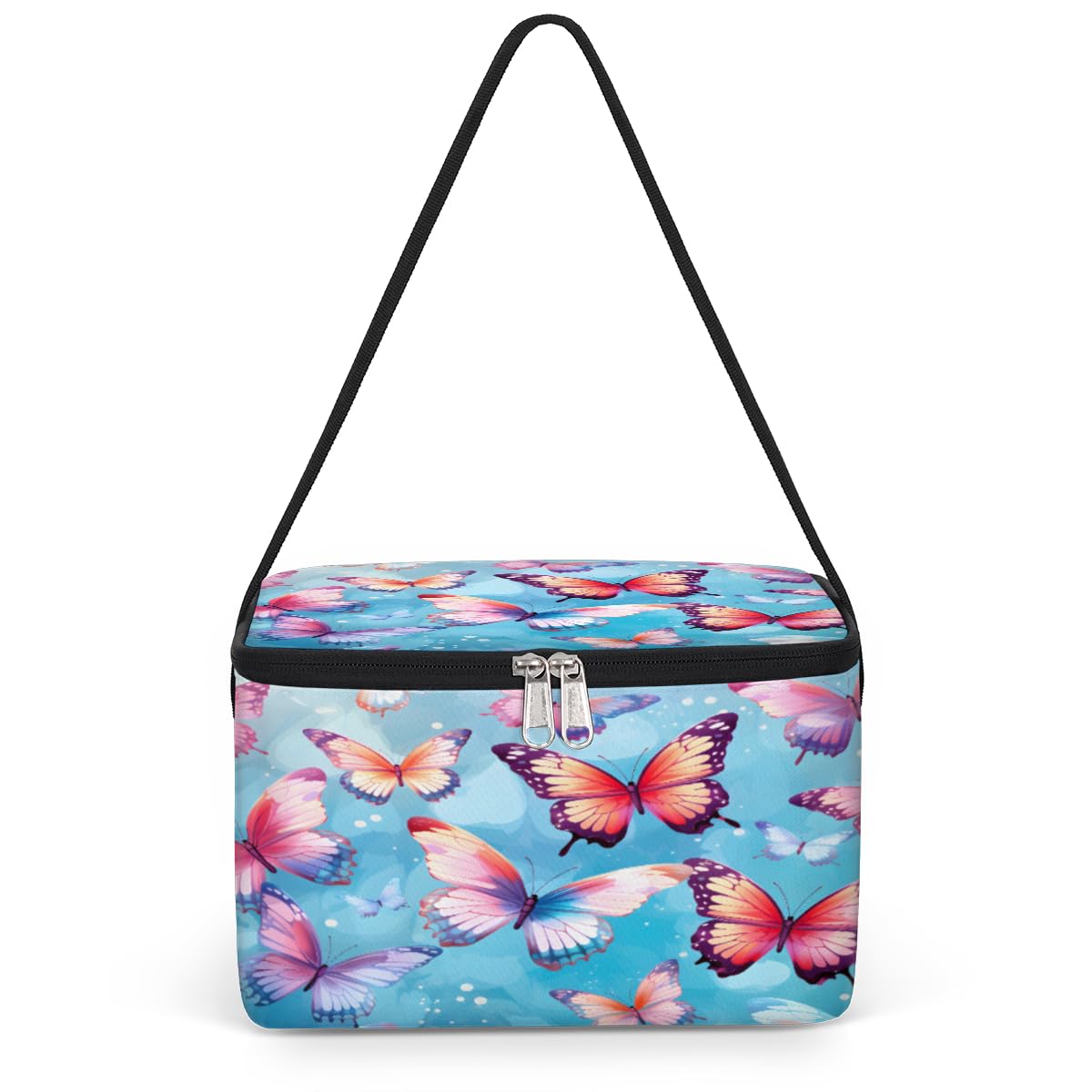 Butterfly Lunch Bags for Women Men 9 Cans, Hot & Cold Food Delivery Bag Insulated Grocery Bag Insulated Lunch Box Flock of Butterflies Cooler Bag for Office Work Picnic Beach