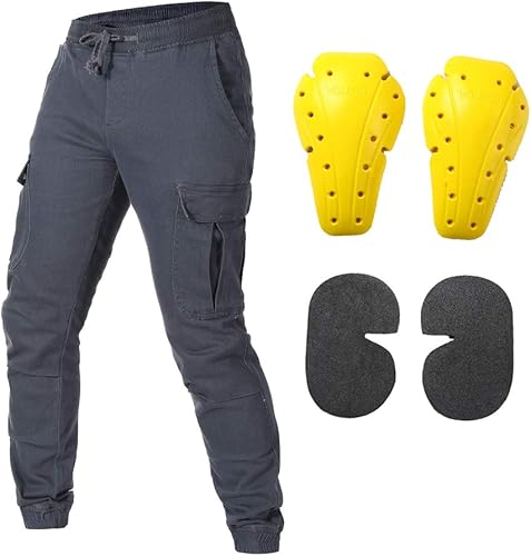 Pantalones de mezclilla de motociclista con armadura para hombres y mujeres (M30, gris)