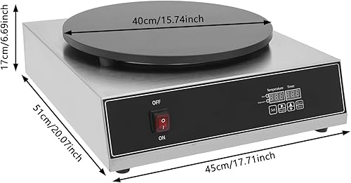 Miniatura 5 de Máquina eléctrica para hacer crepes comercial, para hacer panqueques grandes, plancha, placa plana, sartén para crepes, cereales, estufa para