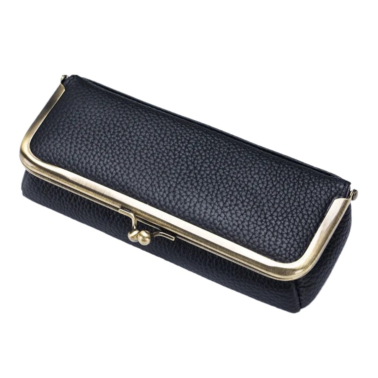 Estuche De Gafas 2 uds Bolsa de Gafas de Cuero Hombre Mujer Gafas de Sol Almacenamiento Soporte Clip Bolsa Estuche Gafas(Black)