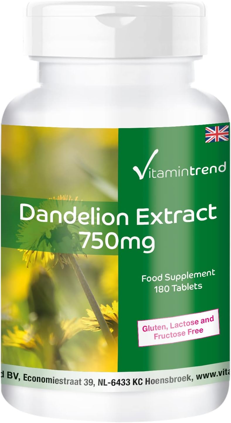 Dandelion Extract 750mg - ! Bulk Pack for 6 Months ! - Vegan - 10-fold Concentrated - 180 Tablets | Vitamintrendยฎ