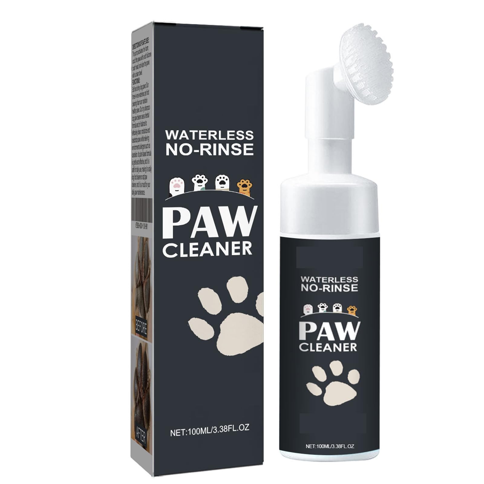 Dog Paw Cleaner, Paw Cleaner for Dogs and Cats, Brush with Dry Wash Foam, No Water or Rinse Needed, Cleans Dog Paws