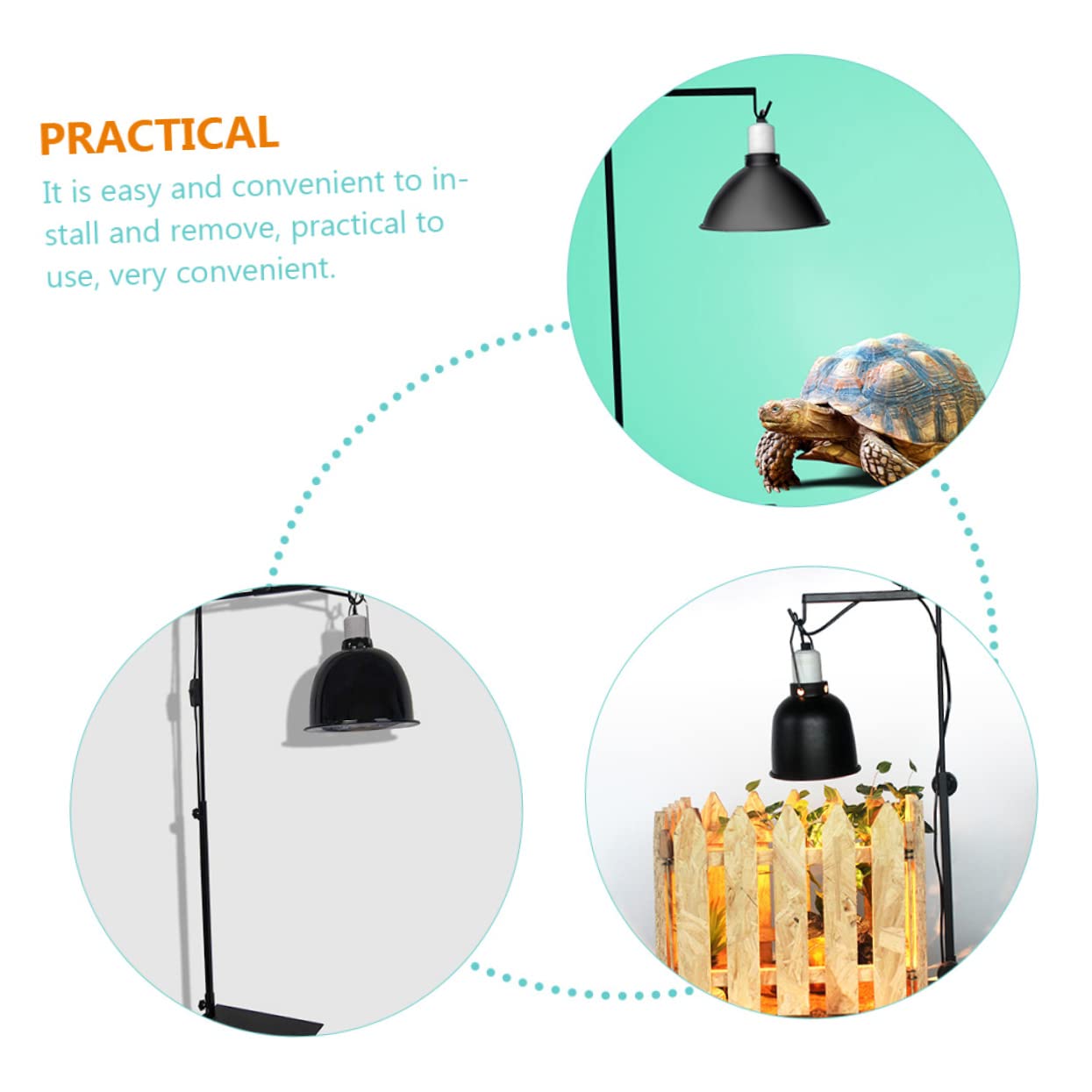 Abaodam Supporto Regolabile Alta Resistenza per Lampada Riscaldante Rettili in Metallo Nero e Facile Installazione, per Box di Rettili e Animali Arrampicatori