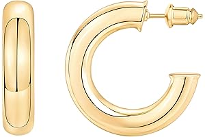 14K Gold Colored Extra Chunky 6.5mm Lightweight Open Hoops: The Perfect Gold...
