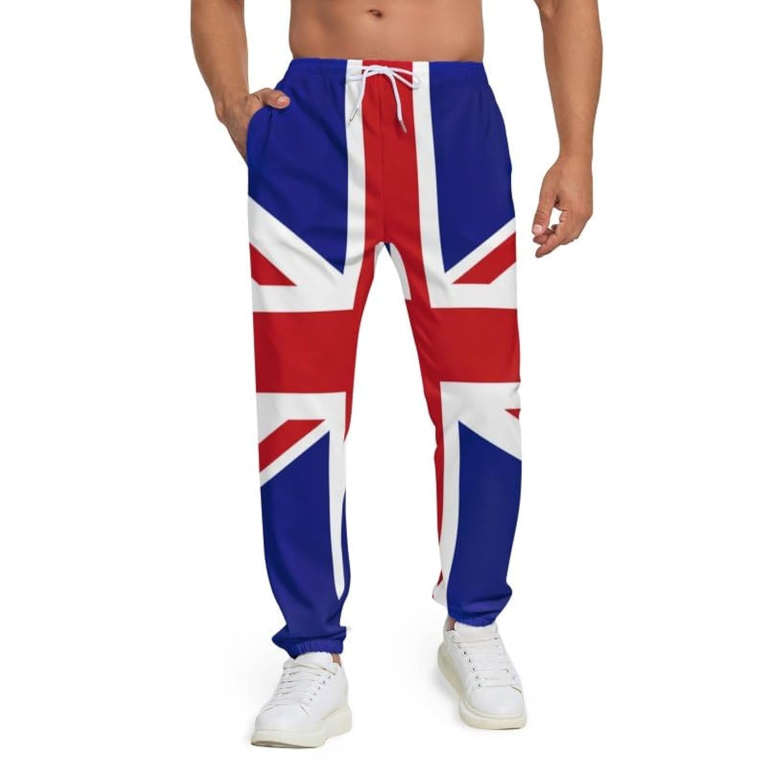 Mens Sweatpants Lounge Pants Comfy Jogger Pants Lightweight Casual Trousers with Pocket, England Flag British, XXL