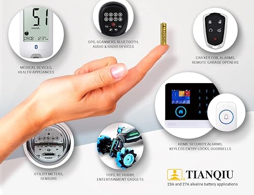 Miniatura 4 de Tianqiu Batería alcalina A23 12V, tira de lágrima (10 baterías)