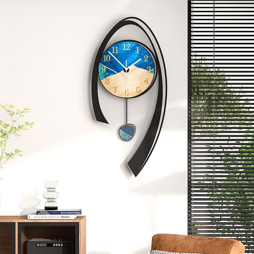 homary 24.8" Modern Wall Clock Acrylic Non Ticking Pendulum Wall Clocks Battery Operated Multi-Color Decorative Clocks for Living Room Bedroom Kitchen