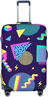 Geometric Shapes 80s 90s Memphis Luggage Cover, Premium Washable Suitcase Protector With Secure Zipper & Buckle Closure, Fits 18-32 Inch Travel Luggagelarge