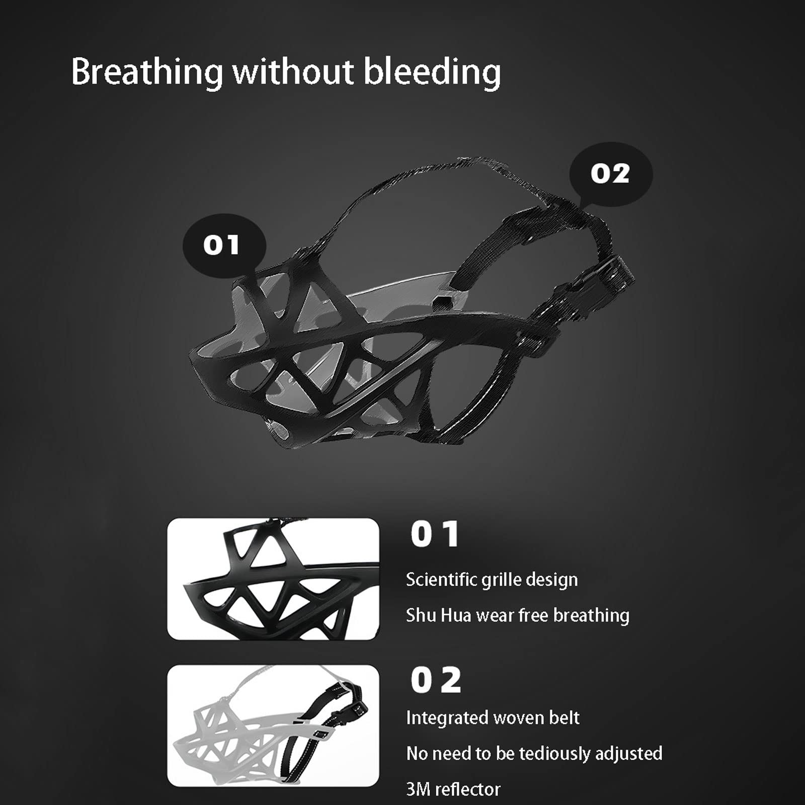 Bozales de Boca de Perro,Bozal De Silicona Suave para Perros, Bozal de Canasta para Perro con Correas Ajustables Evita morder Masticar y ladrar para Perros Grandes.-White||S