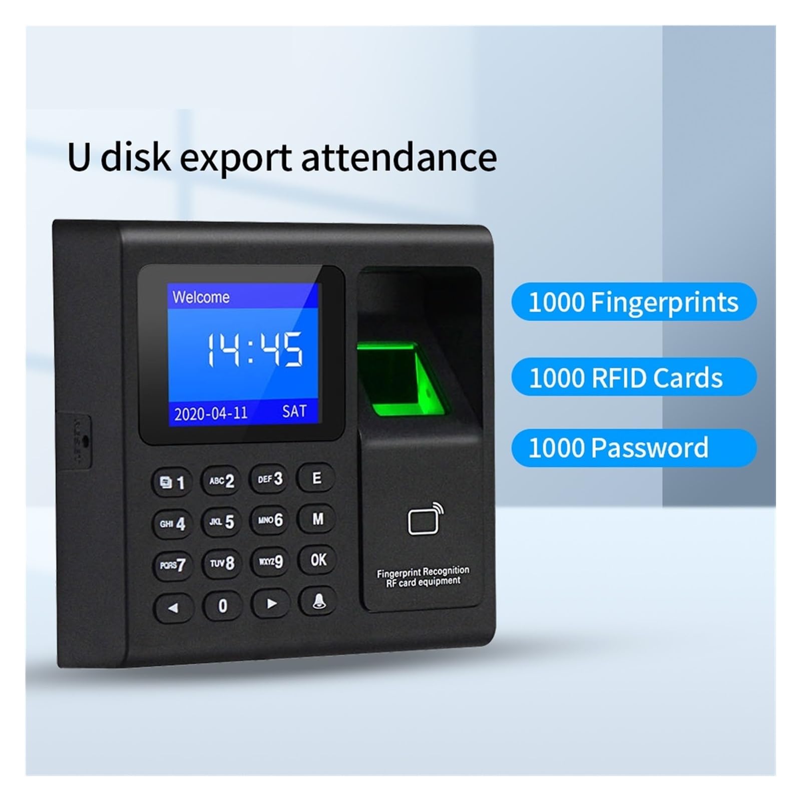 di Controllo accessi RFID for Scanner di Impronte digitali biometrico 1000 utenti Registratore di presenze USB for Ufficio di Fabbrica,Orologio Marcatempo Versatile per Dipendenti