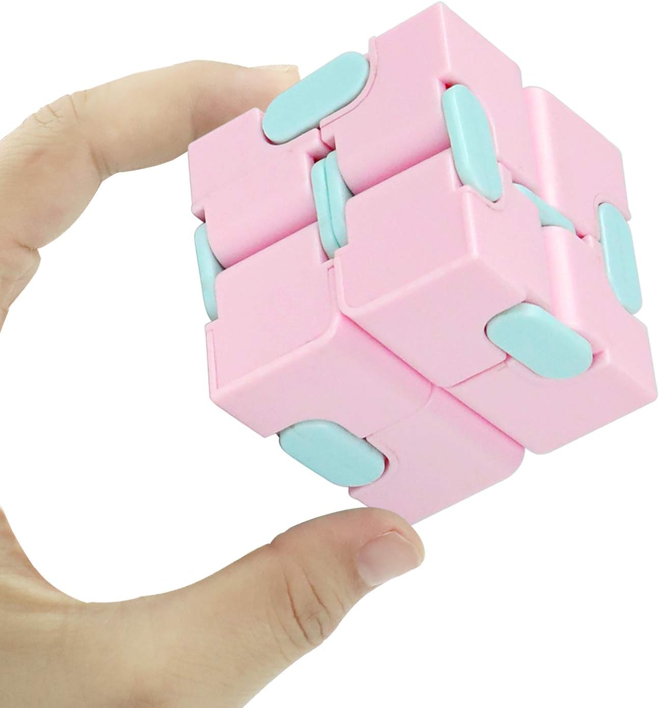 KEEYMENT Infinitycube Fidget Toy Stress Relief for Adults and Kids, Fidget Toy Cute Puzzle Invert Toy for Anxiety Relief and Killing Time (Pink)