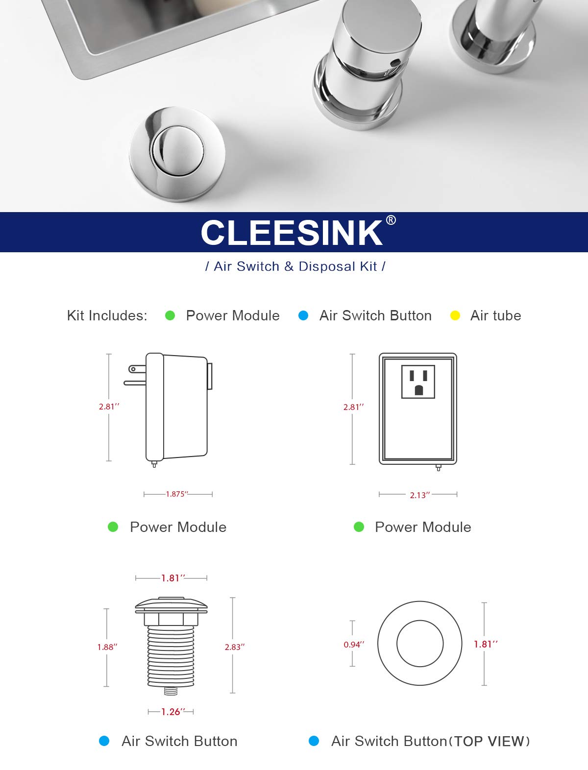 Snapklik.com : Garbage Disposal Air Switch Kit, Sink Top Waste Disposer ...