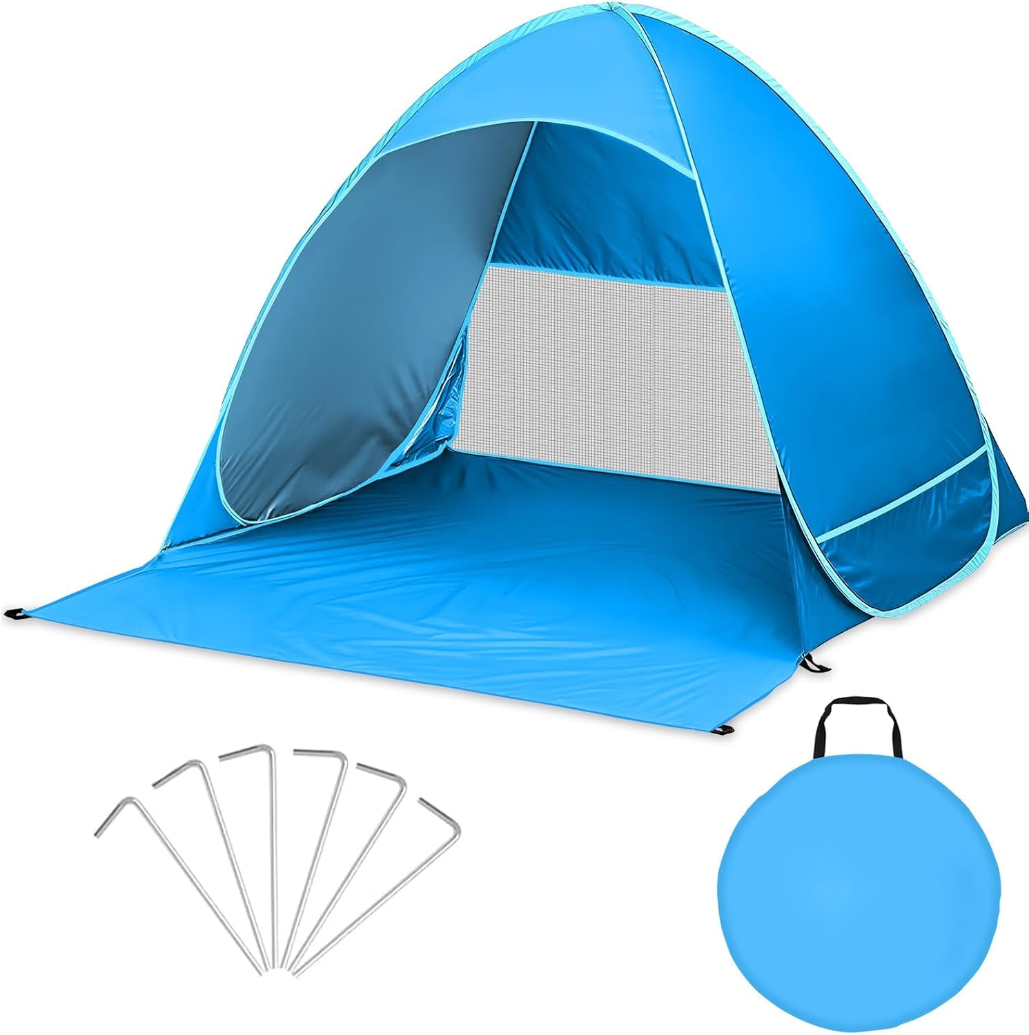 Tenda da Spiaggia Automontante istantanea - Protezione Solare UPF 50+ Dai Raggi UV - Include Custodia per il Trasporto e Picchetti