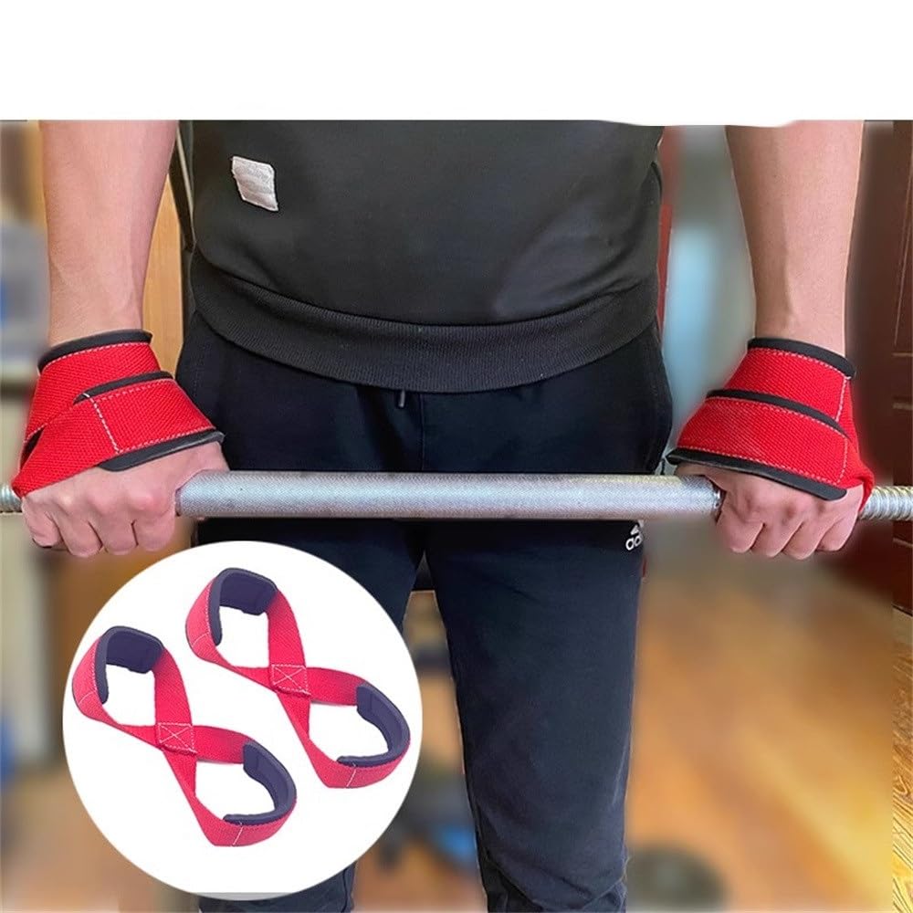 Protège-Poignets de Fitness for Hommes, Bande de préhension for Squat Profond et Traction Dure Sangles de Musculation(Rouge)