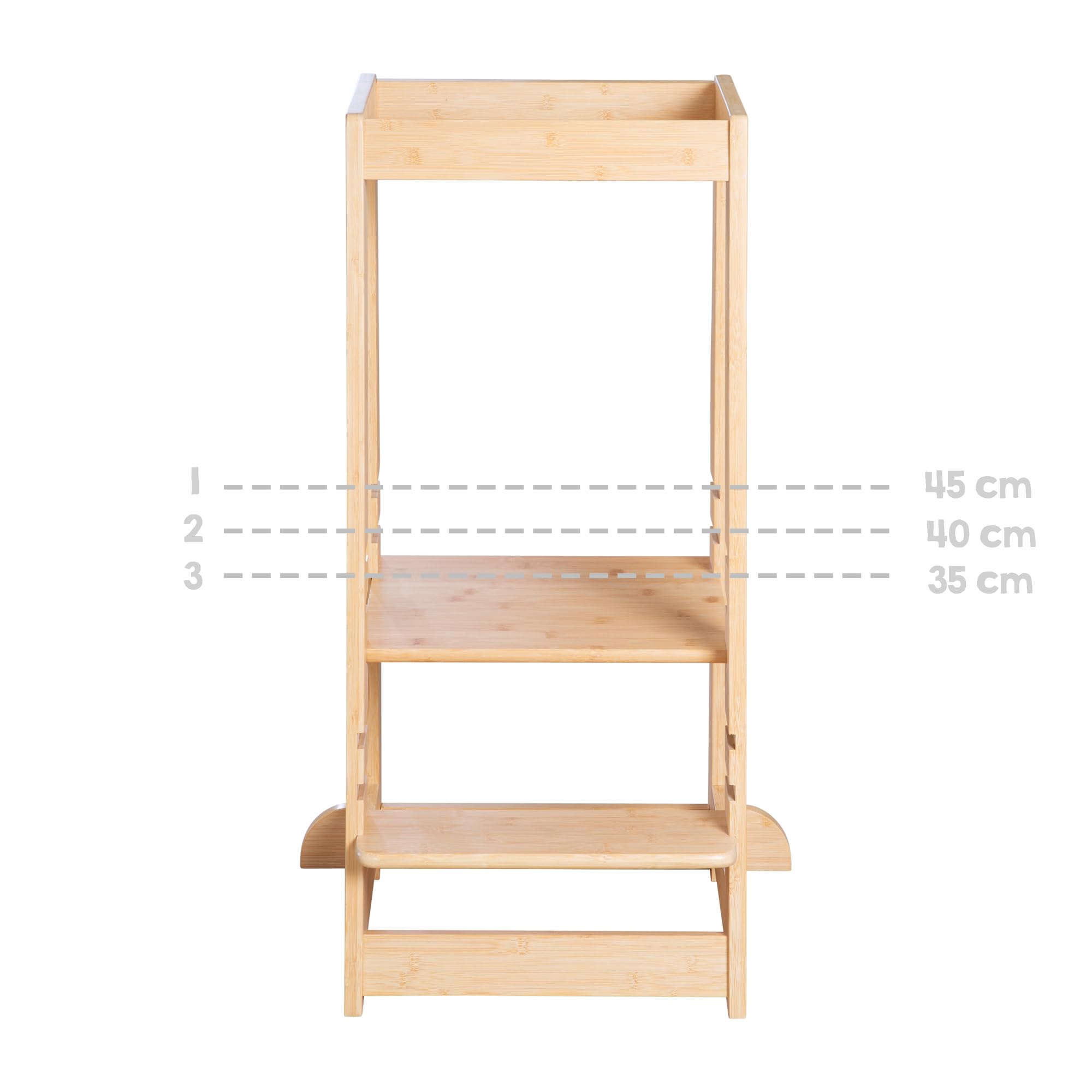 roba Tour d'apprentissage Selon Montessori en Bois de Bambou Certifié FSC - Tour d'Observation Sûre pour Enfants - Idéal comme Aide de Cuisine - Supporte 80 kg - Naturel