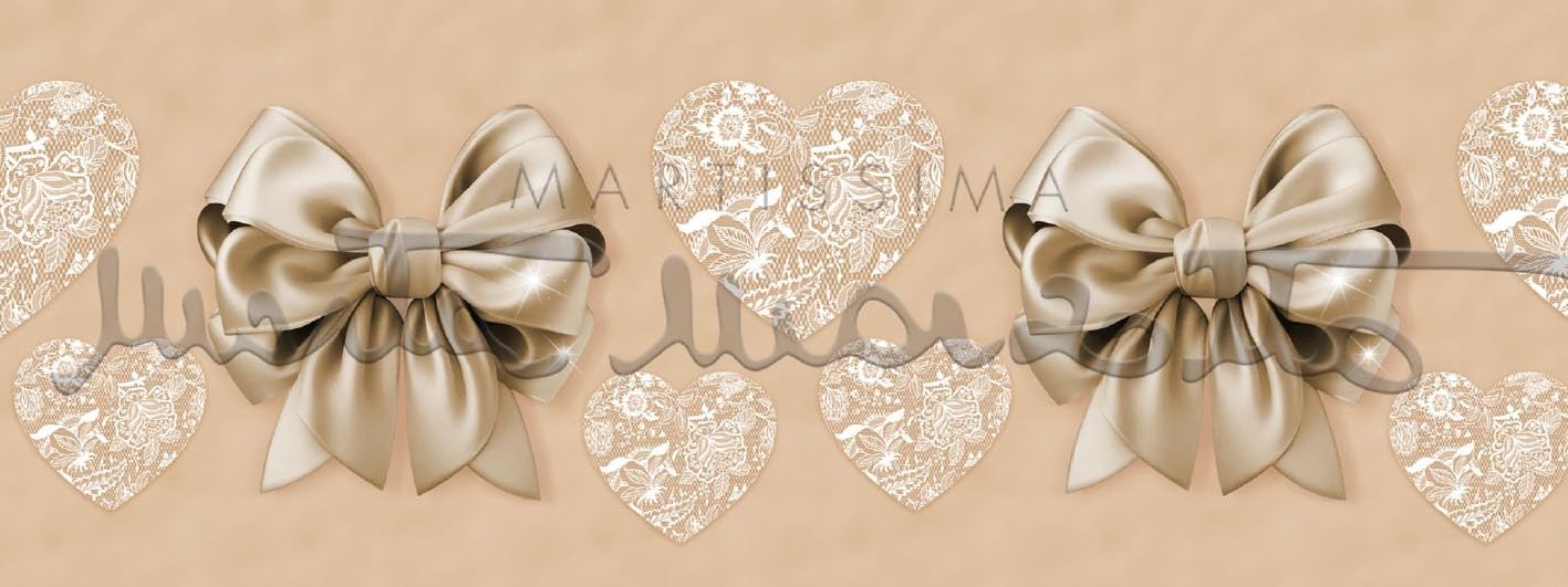 Tappeto Cucina Antiscivolo Lavabile - Passatoia Con Disegno Fiocchi E Cuori 50x100 Cm Beige - Foto 3