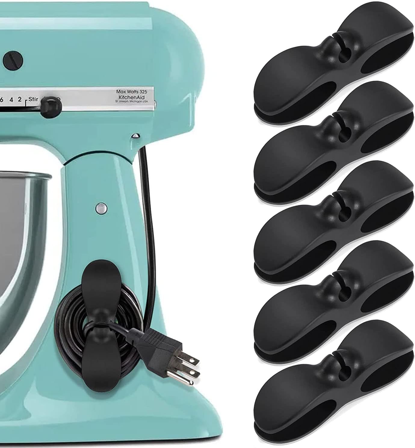 MUMOO BEARCord Organizer Cord Wrap Cord Holder Cable Organizer for Kitchen Appliances Like Mixer, Blender, Coffee Maker, Pressure Cooker Air Fryer (5, Black)