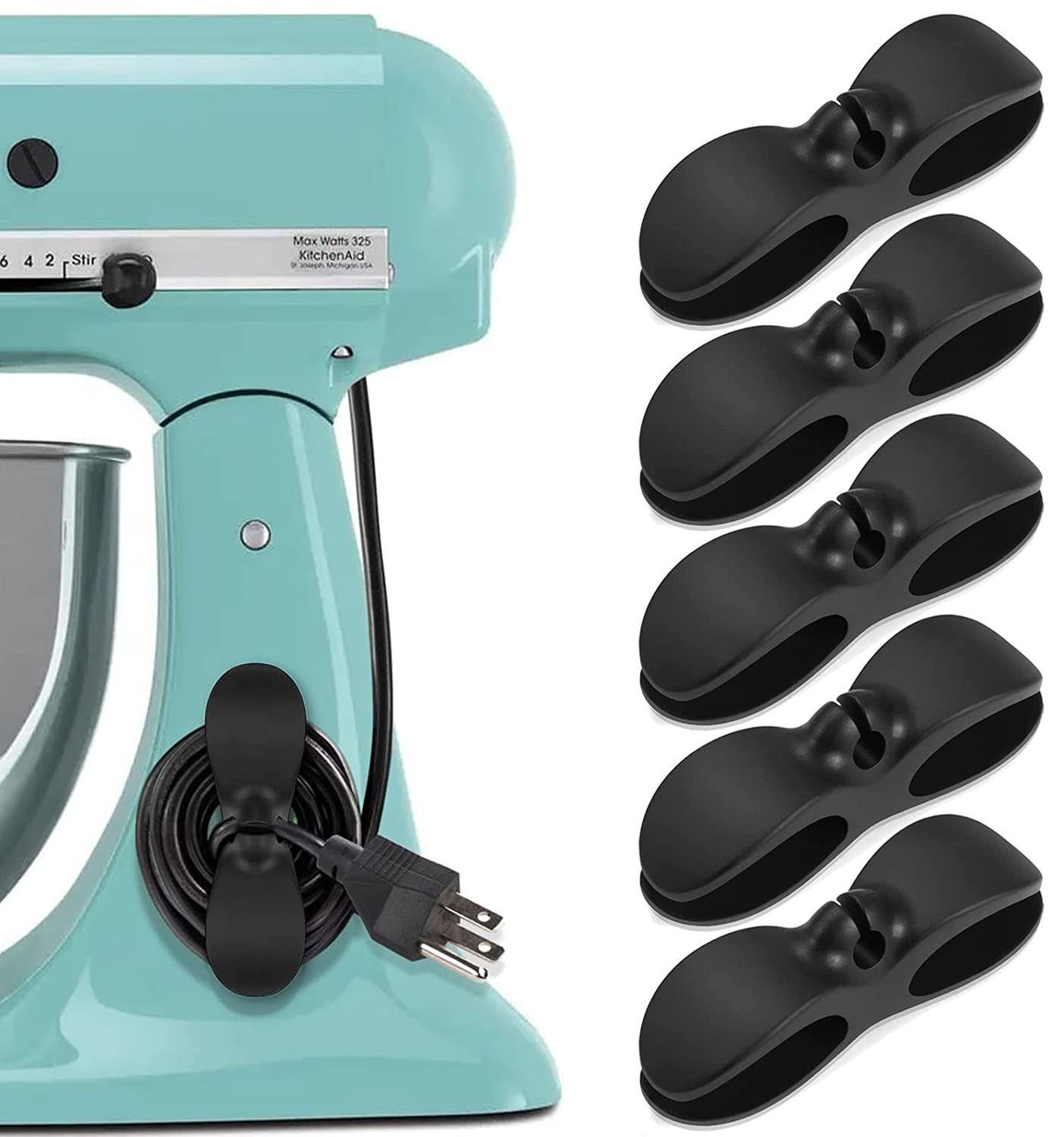 MUMOO BEARCord Organizer Cord Wrap Cord Holder Cable Organizer for Kitchen Appliances Like Mixer, Blender, Coffee Maker, Pressure Cooker Air Fryer (5, Black)