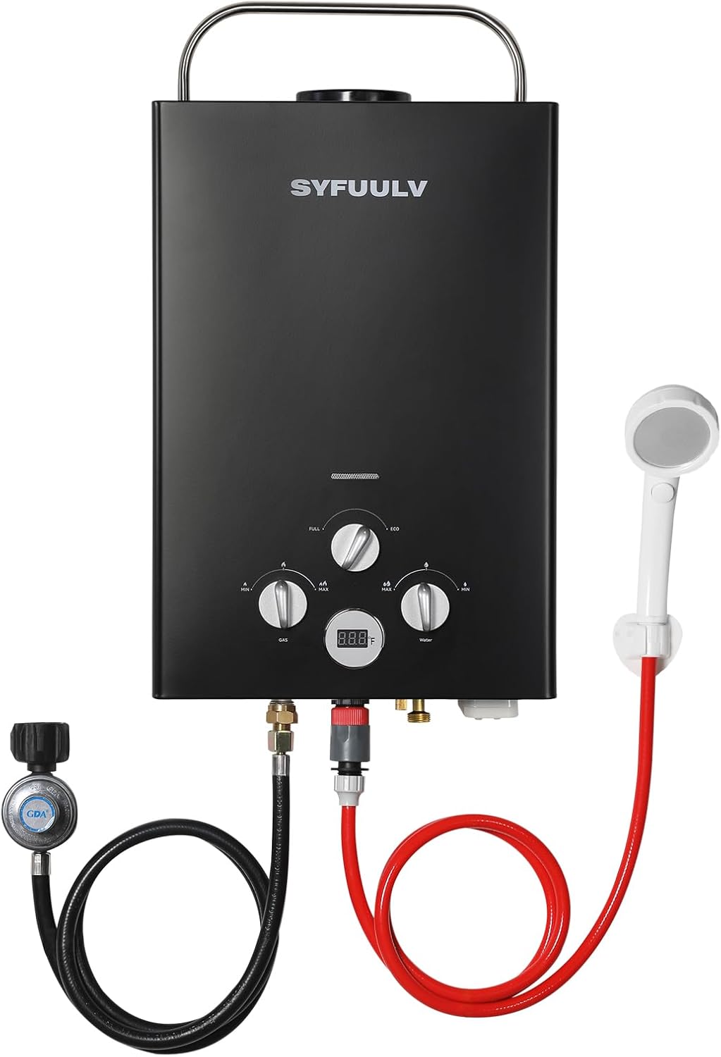 Propane Water Heater Tankless, 1.58GPM 6L Outdoor Portable Propane Gas Instant Hot water heater On Demand, 41,000 BTU, Overheating Protection, Camping, RV, Cabin, Barn, Black