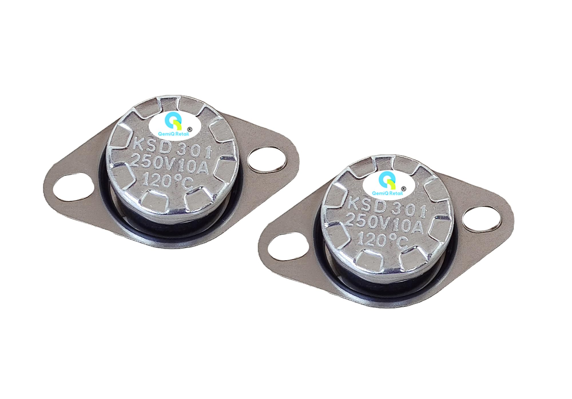 qemiq retail QemiQ Retail®-KSD301 Thermostat 120°C Temperature Thermal Switch Thermostats,10A 250VAC Loose Bracket Flat Terminal Ceramic KSD-picture-29