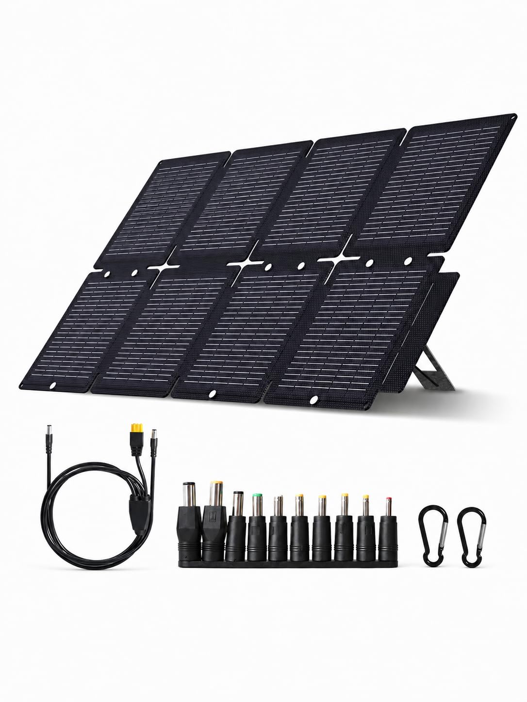 Panel solar portátil de 60W plegable con salida CC y USB para camping